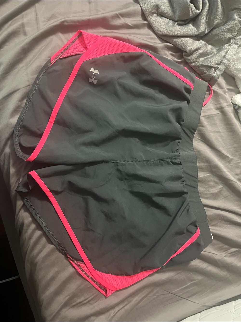 Under Armour Women's Gray Athletic Shorts with Hot Pink Trim